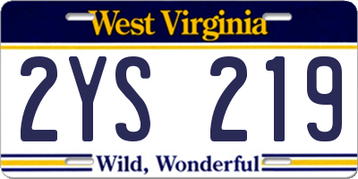 WV license plate 2YS219