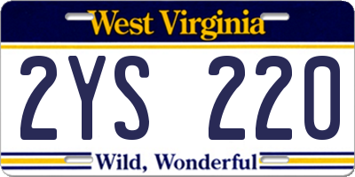 WV license plate 2YS220