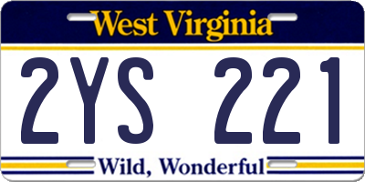 WV license plate 2YS221