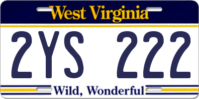 WV license plate 2YS222