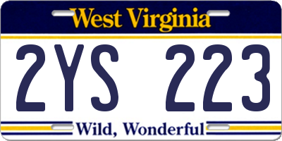 WV license plate 2YS223