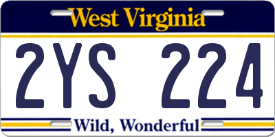 WV license plate 2YS224