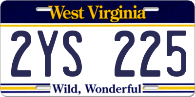 WV license plate 2YS225