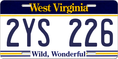 WV license plate 2YS226