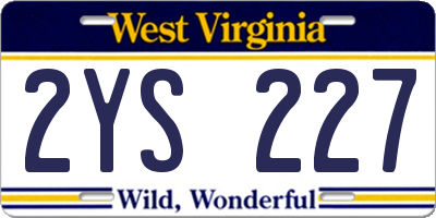 WV license plate 2YS227