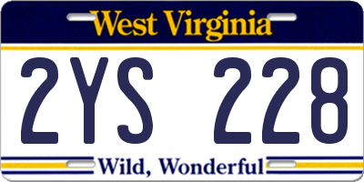 WV license plate 2YS228