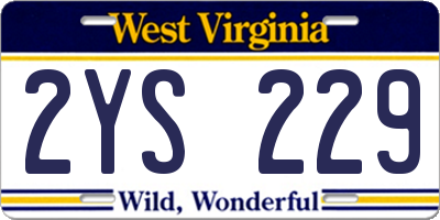 WV license plate 2YS229
