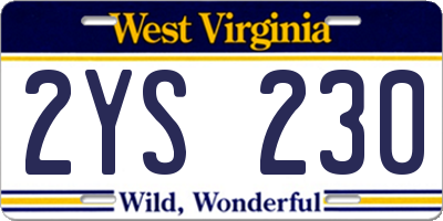 WV license plate 2YS230