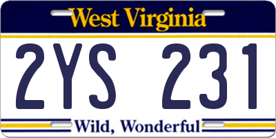 WV license plate 2YS231