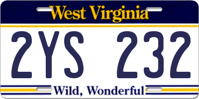 WV license plate 2YS232
