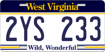 WV license plate 2YS233