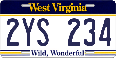 WV license plate 2YS234