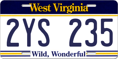 WV license plate 2YS235