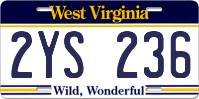 WV license plate 2YS236