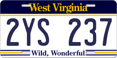 WV license plate 2YS237