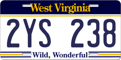 WV license plate 2YS238