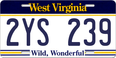 WV license plate 2YS239