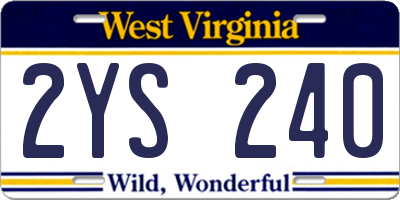WV license plate 2YS240