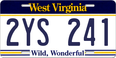 WV license plate 2YS241