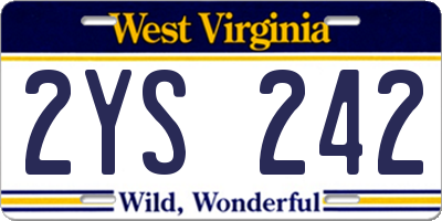 WV license plate 2YS242