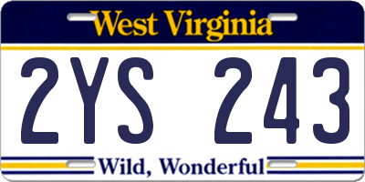 WV license plate 2YS243