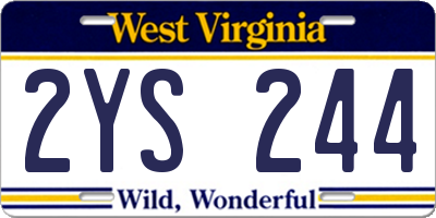 WV license plate 2YS244