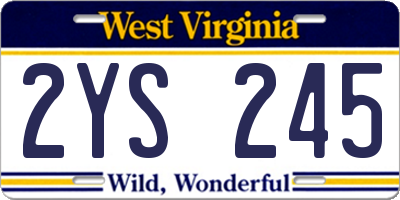 WV license plate 2YS245