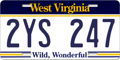 WV license plate 2YS247