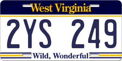 WV license plate 2YS249