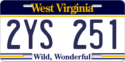 WV license plate 2YS251
