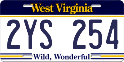 WV license plate 2YS254