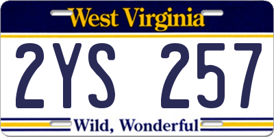 WV license plate 2YS257