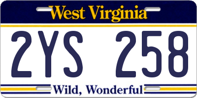 WV license plate 2YS258
