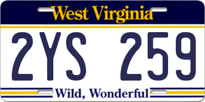 WV license plate 2YS259