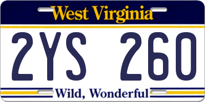 WV license plate 2YS260