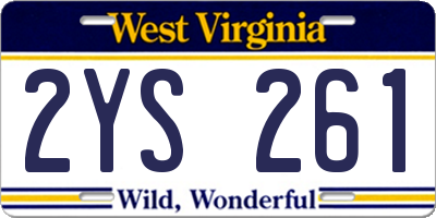 WV license plate 2YS261