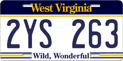 WV license plate 2YS263