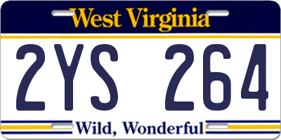 WV license plate 2YS264