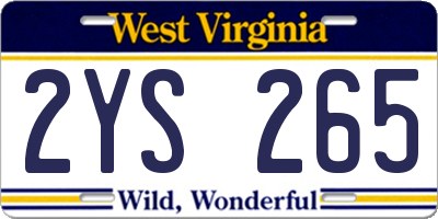 WV license plate 2YS265