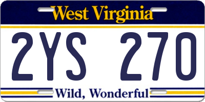 WV license plate 2YS270