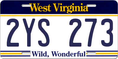 WV license plate 2YS273
