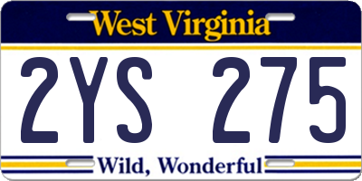 WV license plate 2YS275
