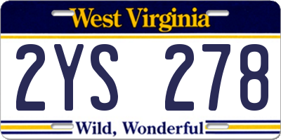 WV license plate 2YS278