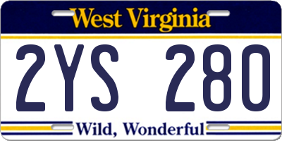 WV license plate 2YS280