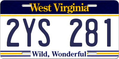 WV license plate 2YS281