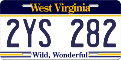 WV license plate 2YS282