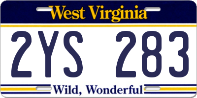 WV license plate 2YS283