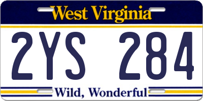 WV license plate 2YS284