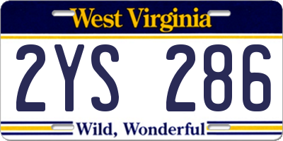 WV license plate 2YS286