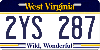 WV license plate 2YS287